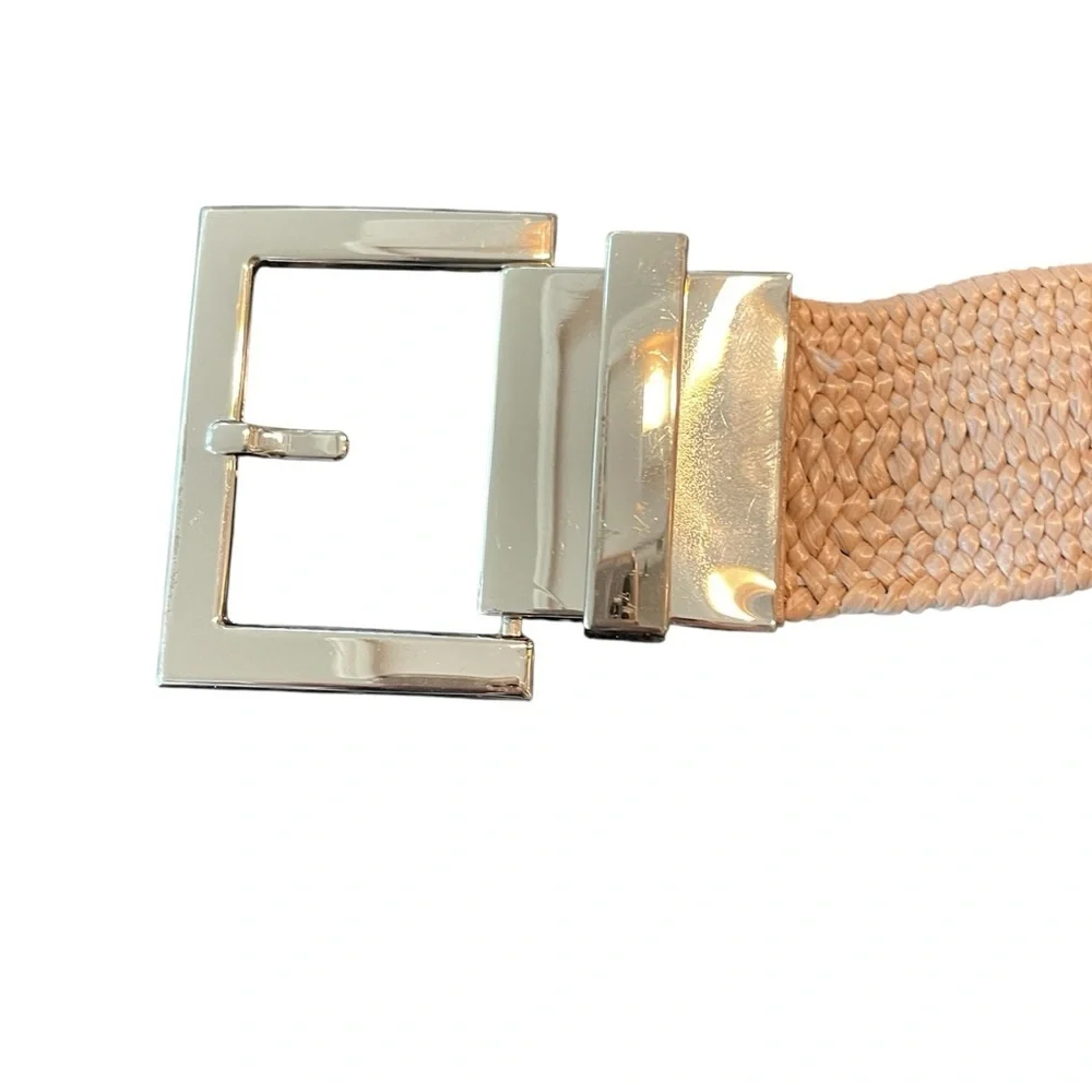 🤎Stretchy Neutral Woven Straw style Belt with Golden Buckle. NICE!!